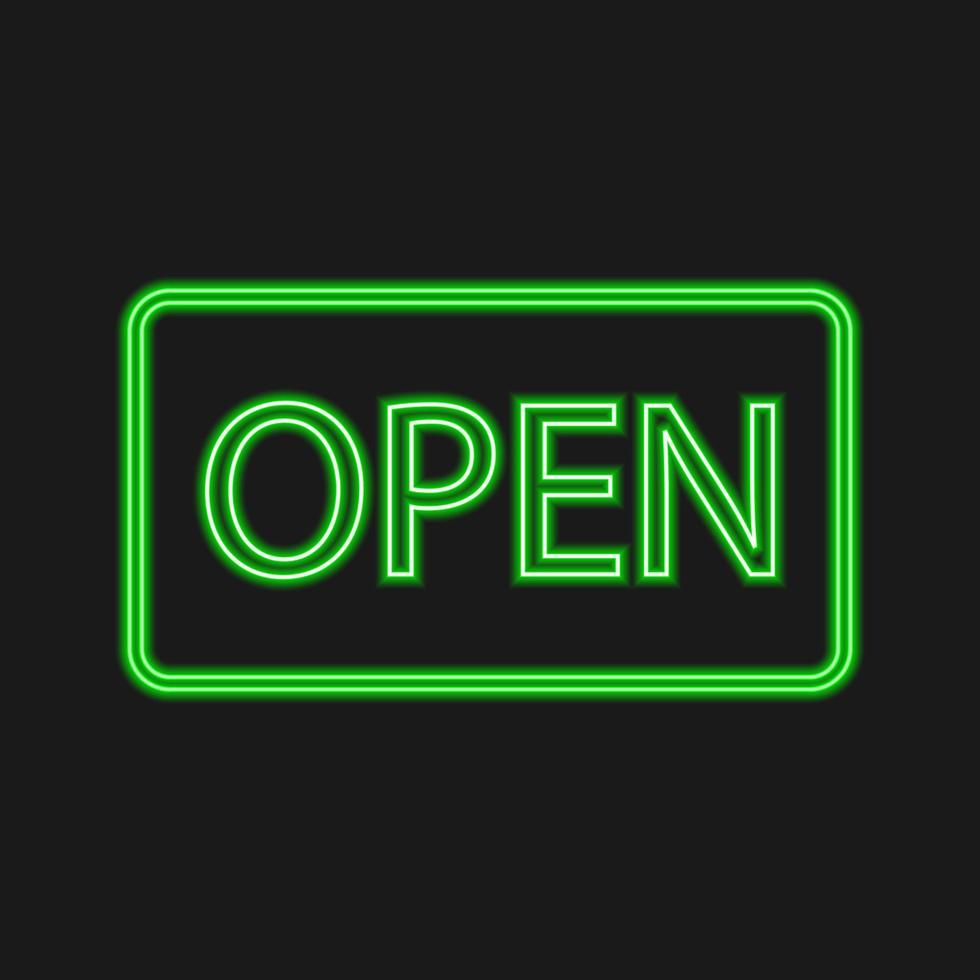 Open door sign neon style. vector