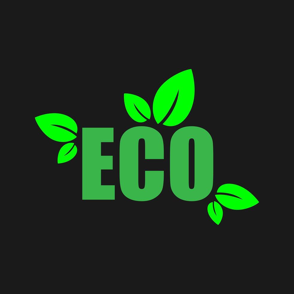 Eco friendly icon green leaves on black backgound vector
