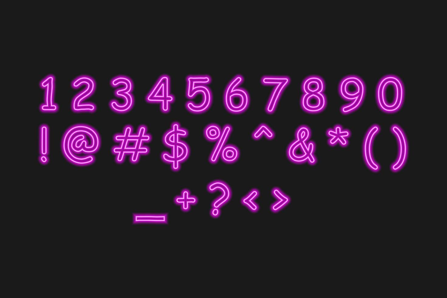 Set of neon numbers on black background. vector