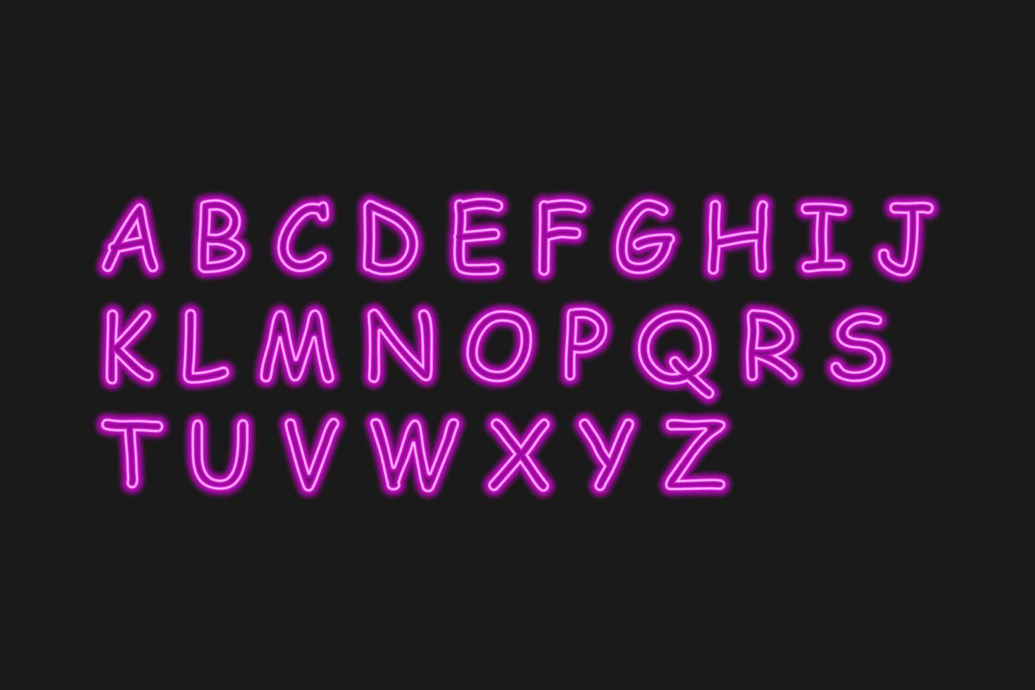 Set of neon alphabet letters. vector