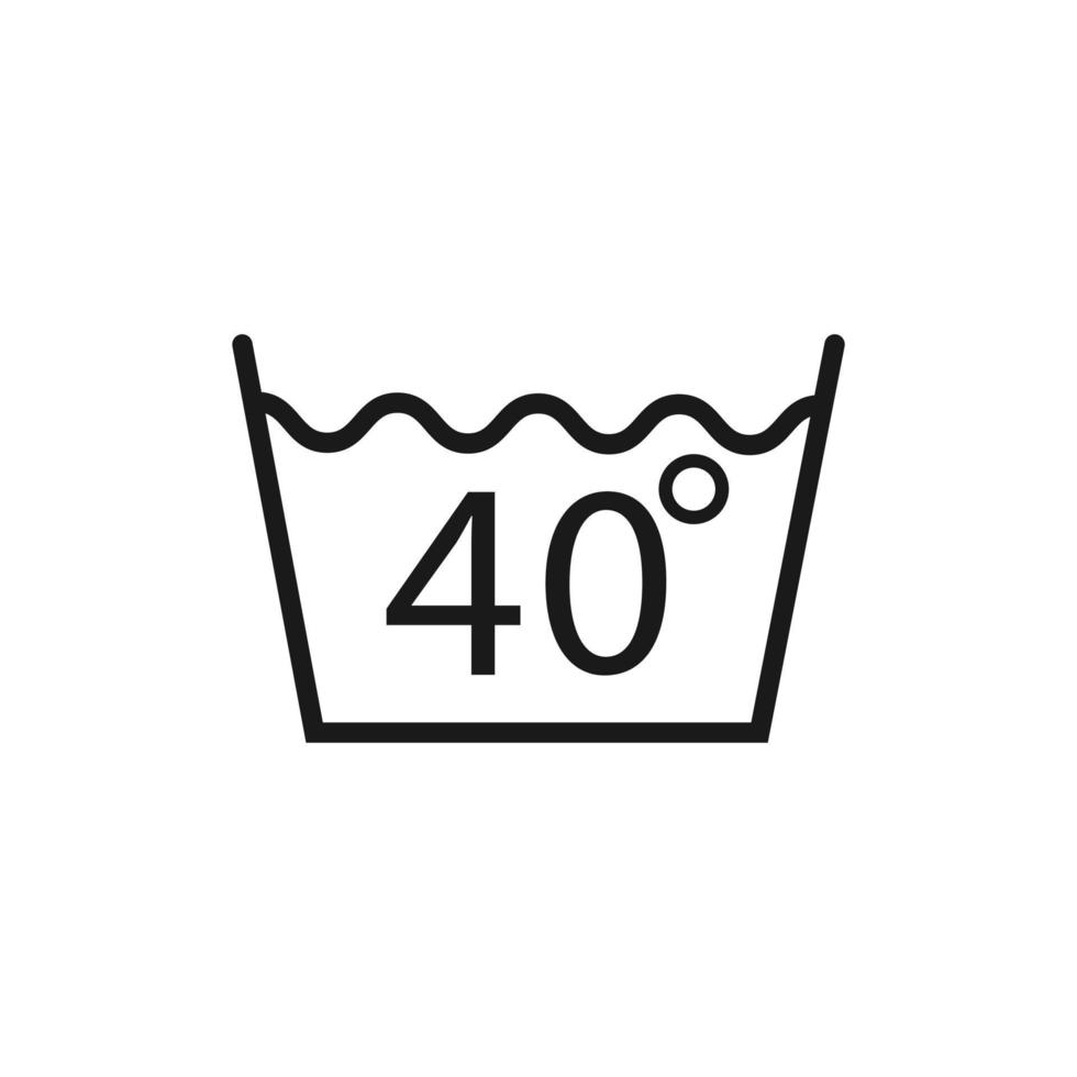 Machine wash warm 40, washing icon. Vector illustration, flat design