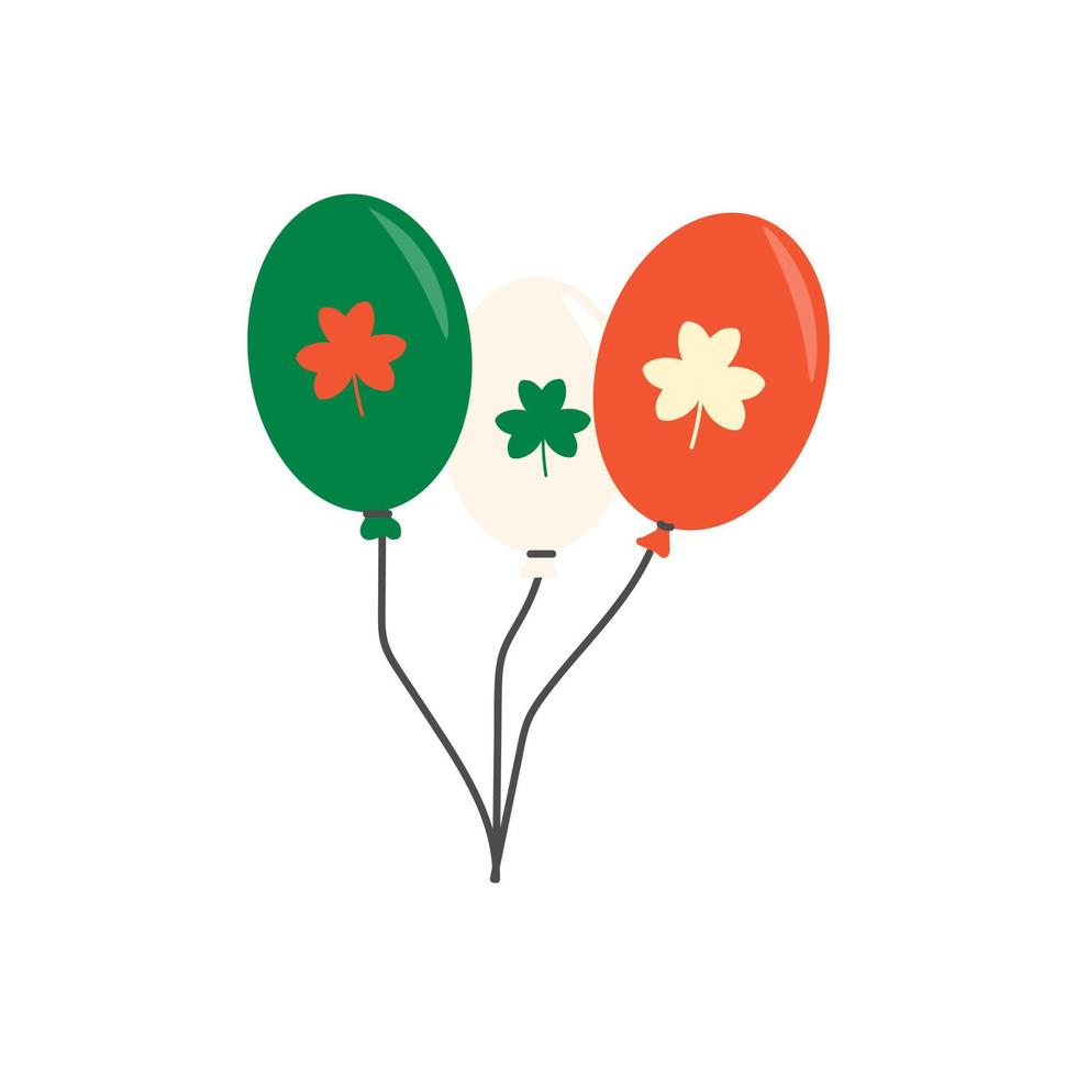 Balloons with clover for St Patricks Day Flat vector illustration