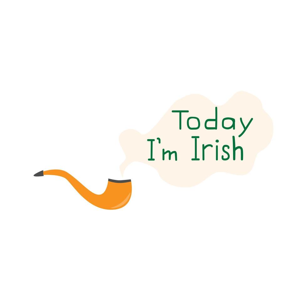 pipa de humo hoy soy irlandés para el día de san patricio ilustración vectorial plana vector