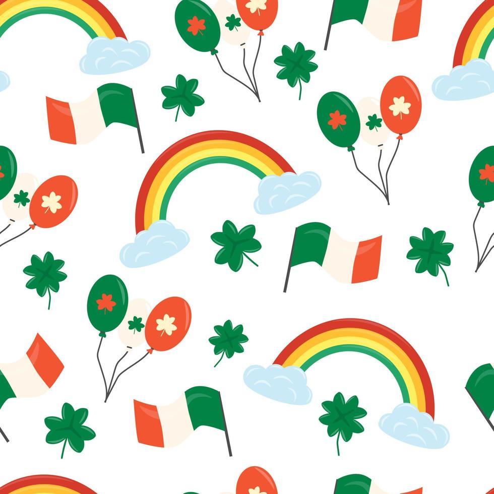Seamless pattern for St Patrics Day Vector flat illustration