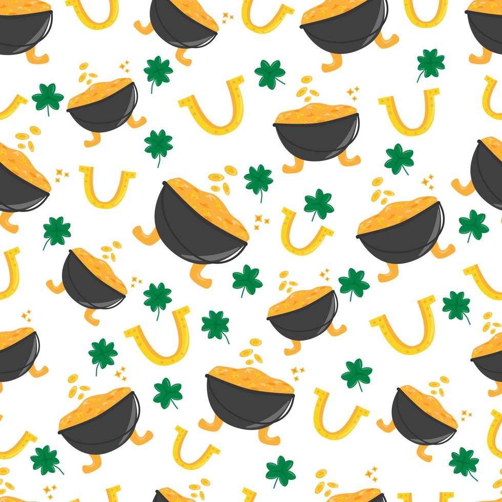 Seamless pattern for St Patrics Day Vector flat illustration