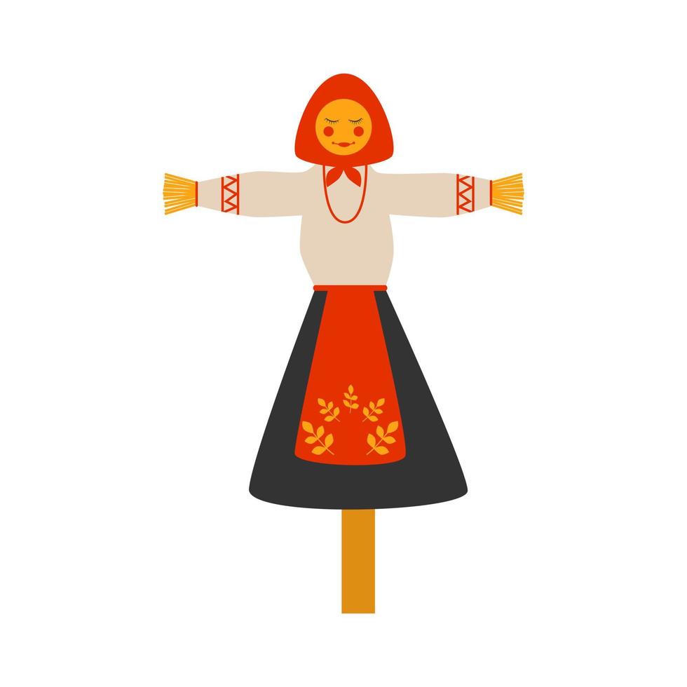 Scarecrow Russian Pancake week Shrovetide or Maslenitsa Flat vector isoleted illustration