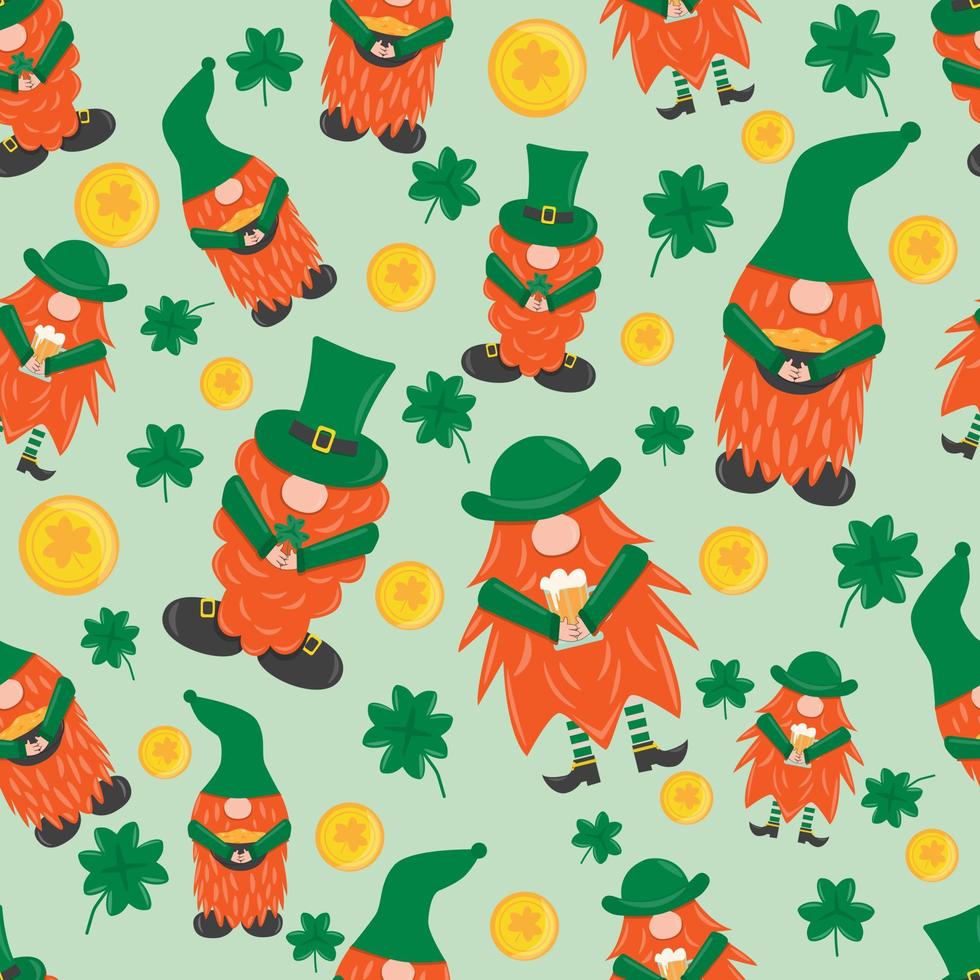 Seamless pattern for St Patrics Day Vector flat illustration