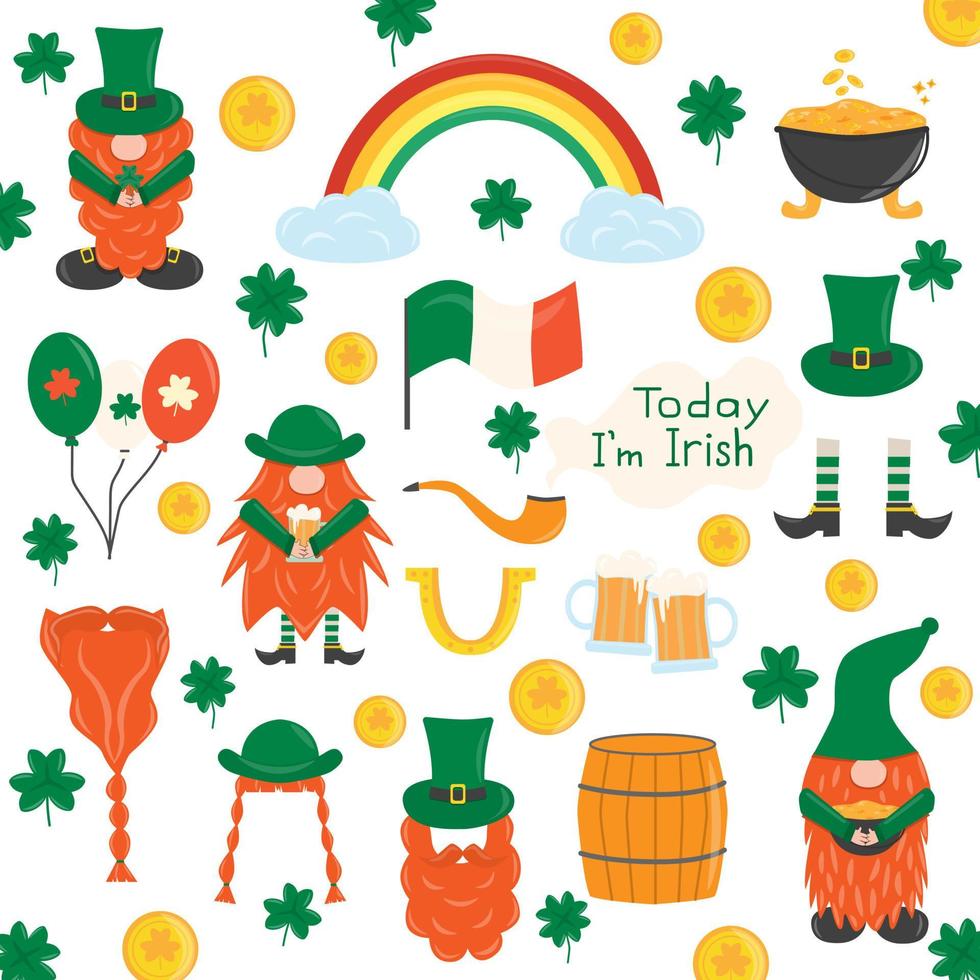 Elements set for St Patricks Day Flat vector illustration