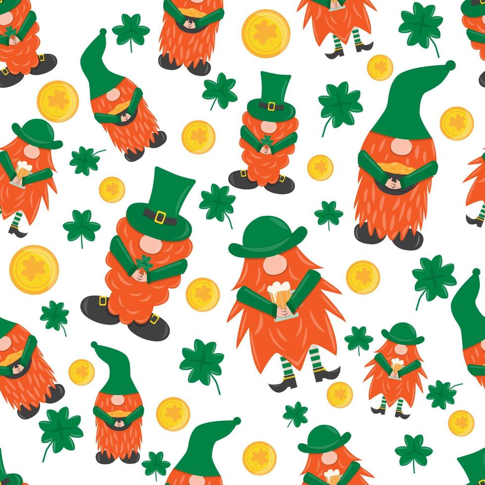Seamless pattern for St Patrics Day Vector flat illustration