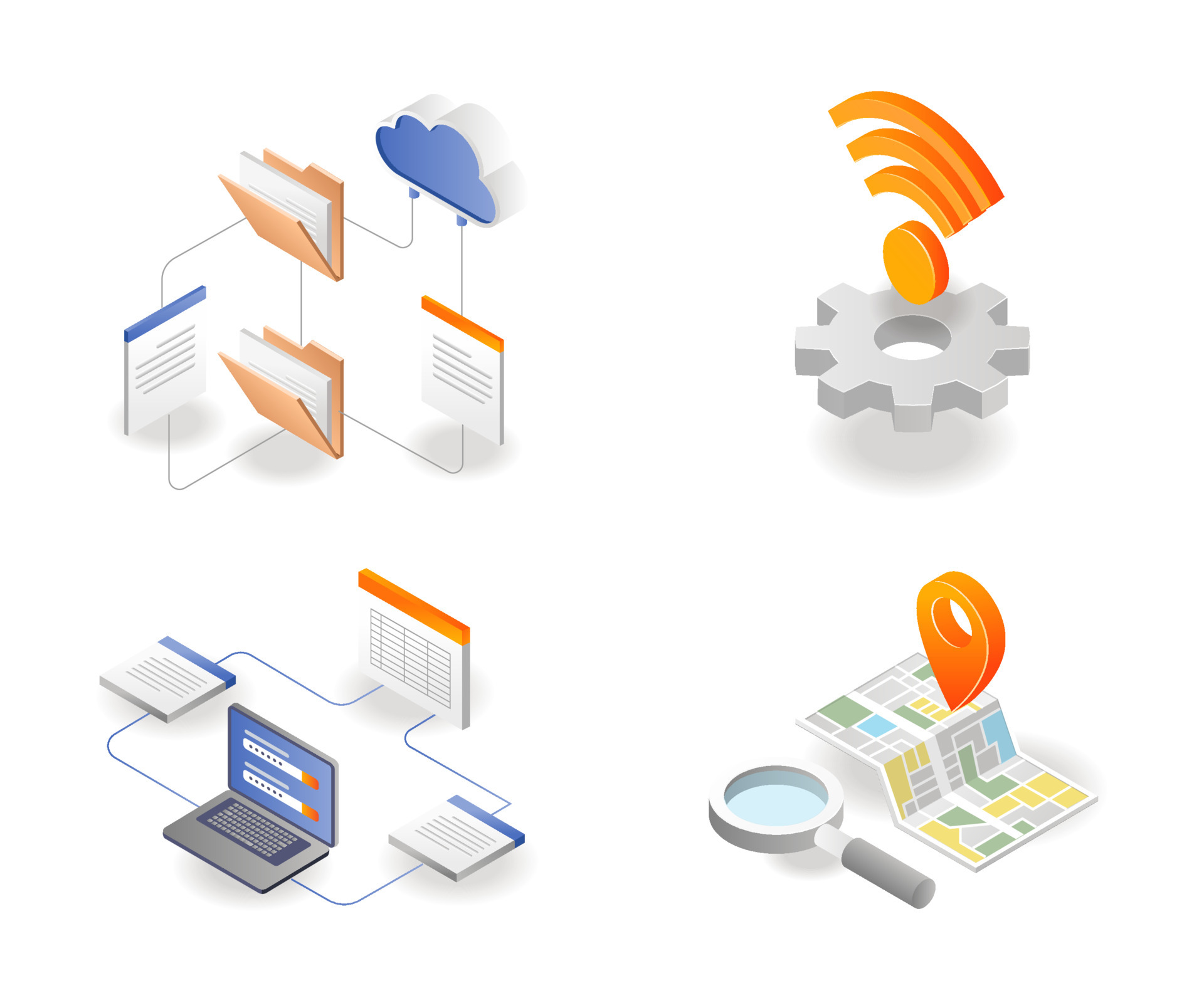 A set of network icons and map signals 4689108 Vector Art at Vecteezy