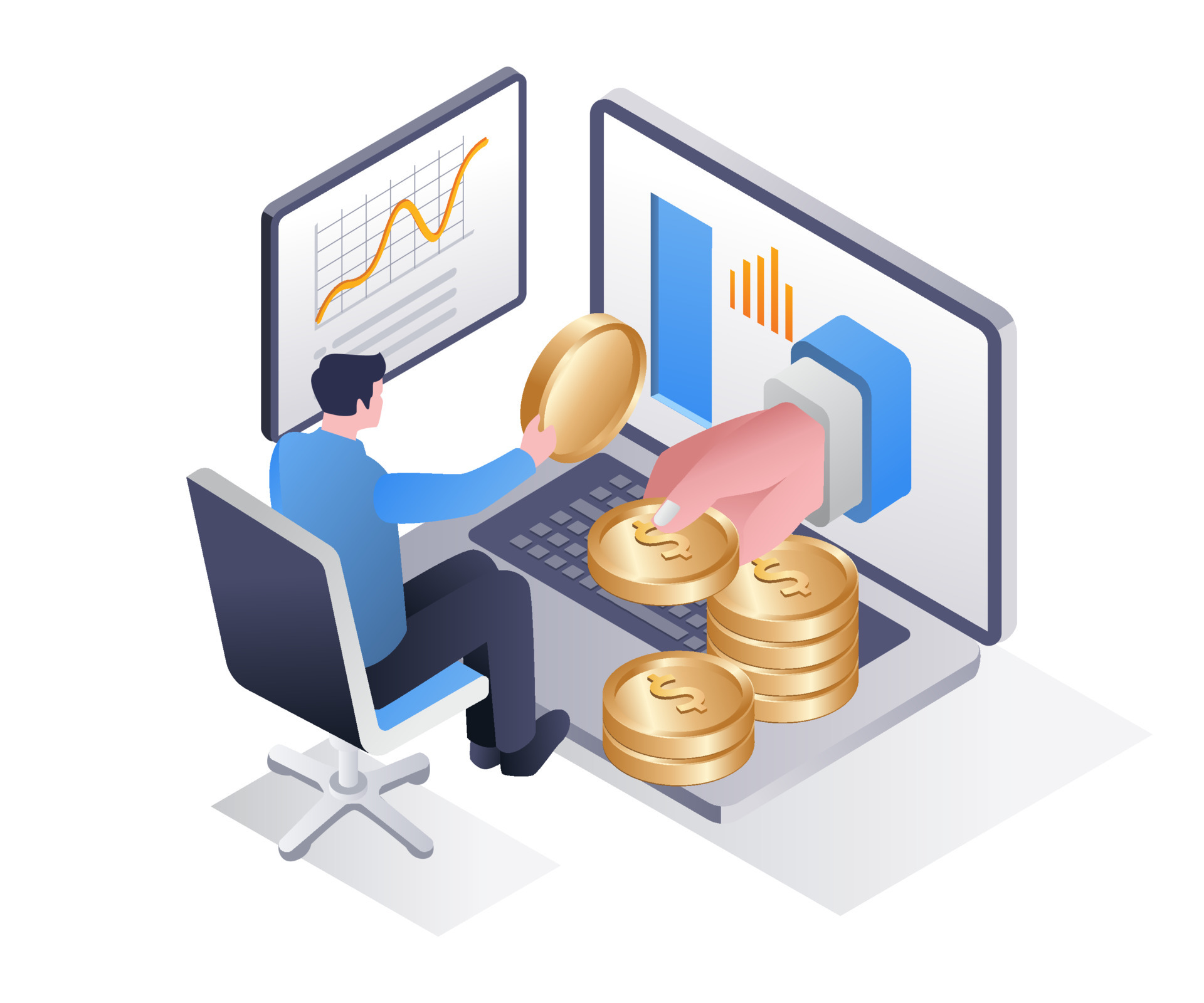 Convert coins to dollars 4689110 Vector Art at Vecteezy