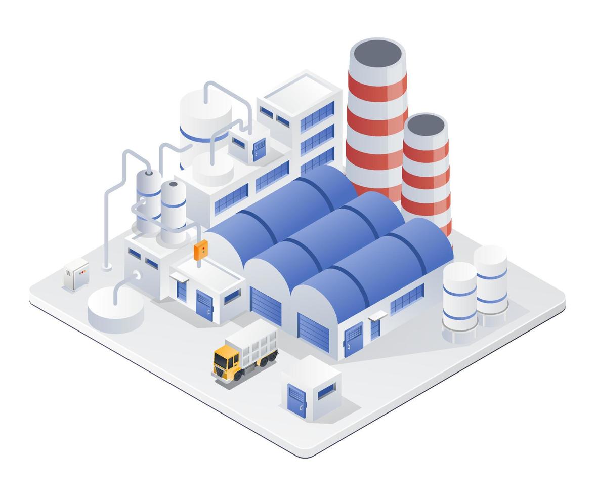 Industrial factory and goods production vector