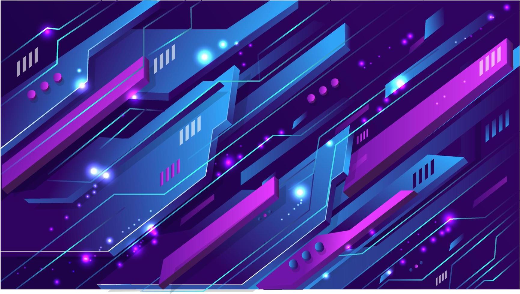 Creative geometric shapes abstract 3d purple circuit technology business background vector