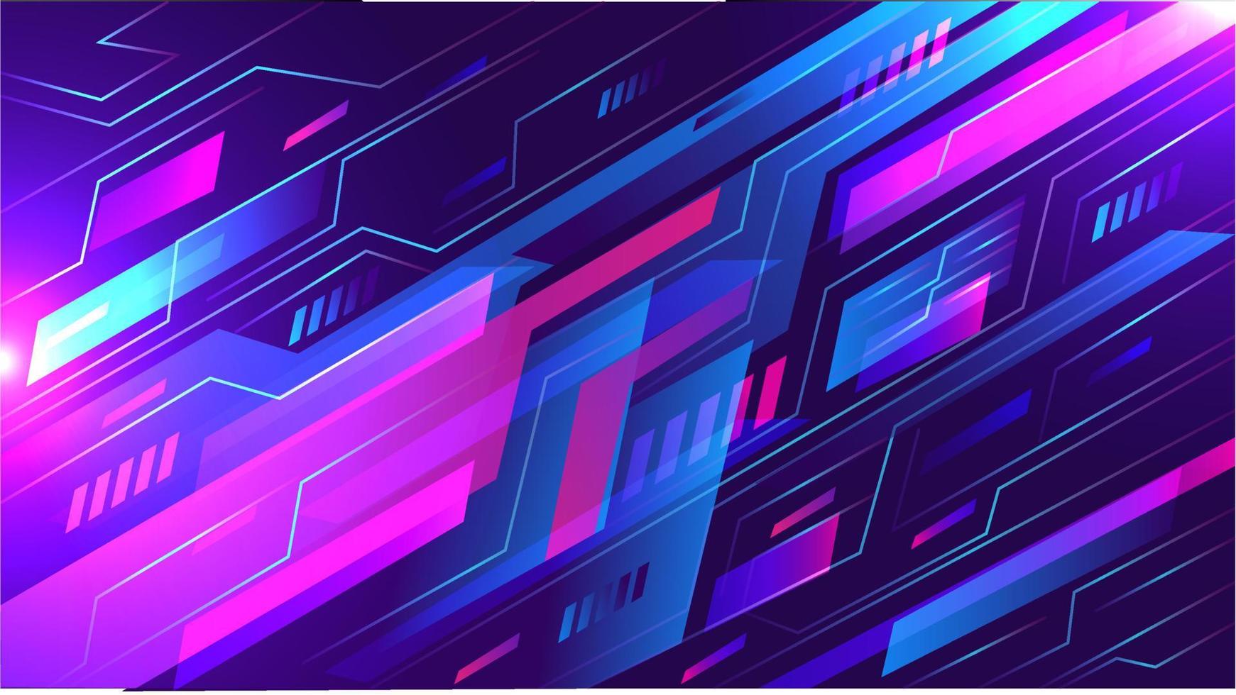 Creative geometric shapes abstract 3d purple circuit technology business background vector