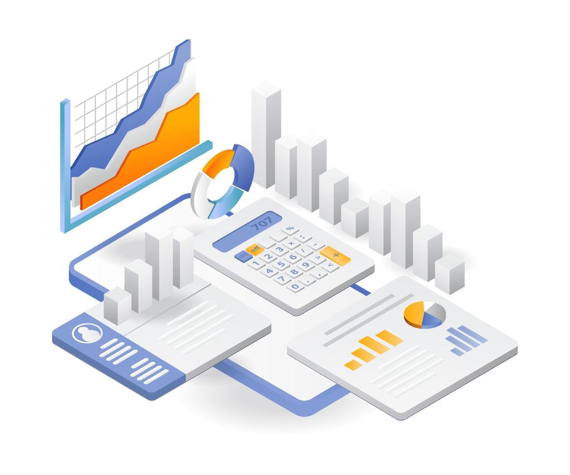 datos de análisis de negocios de inversión en un teléfono inteligente vector