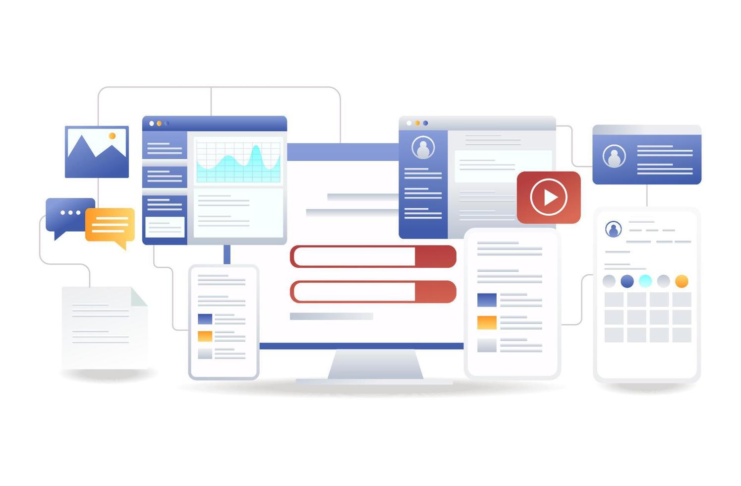 red de teléfonos inteligentes de datos de computadora vector