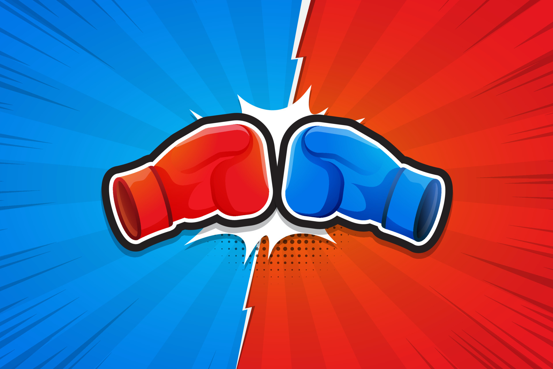 Fighting Background with Boxing Gloves, Versus. Vector illustration
