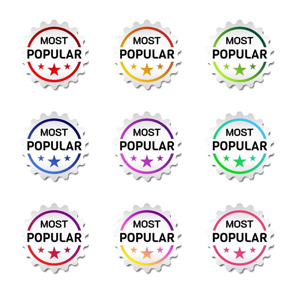 Most Popular Label Sticker. For commercial offer product label. With star symbol. Premium and luxury vector illustration design