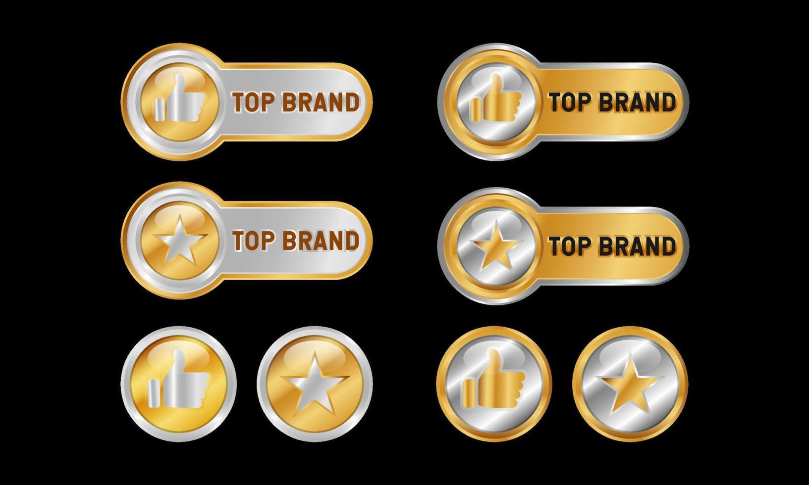 Top Brand Gold Button. With a thumb up and star symbol. Premium and luxury icon template vector