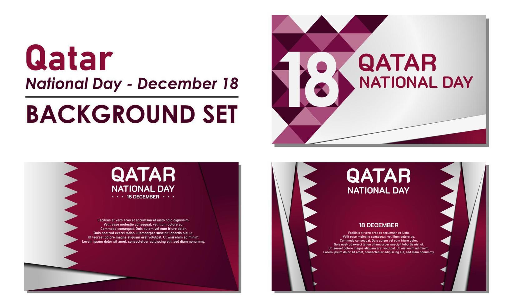 Qatar National Day Background. 18 December. Copy space area. Greeting card, banner, vector illustration. With the Qatar national flag. Premium and luxury design