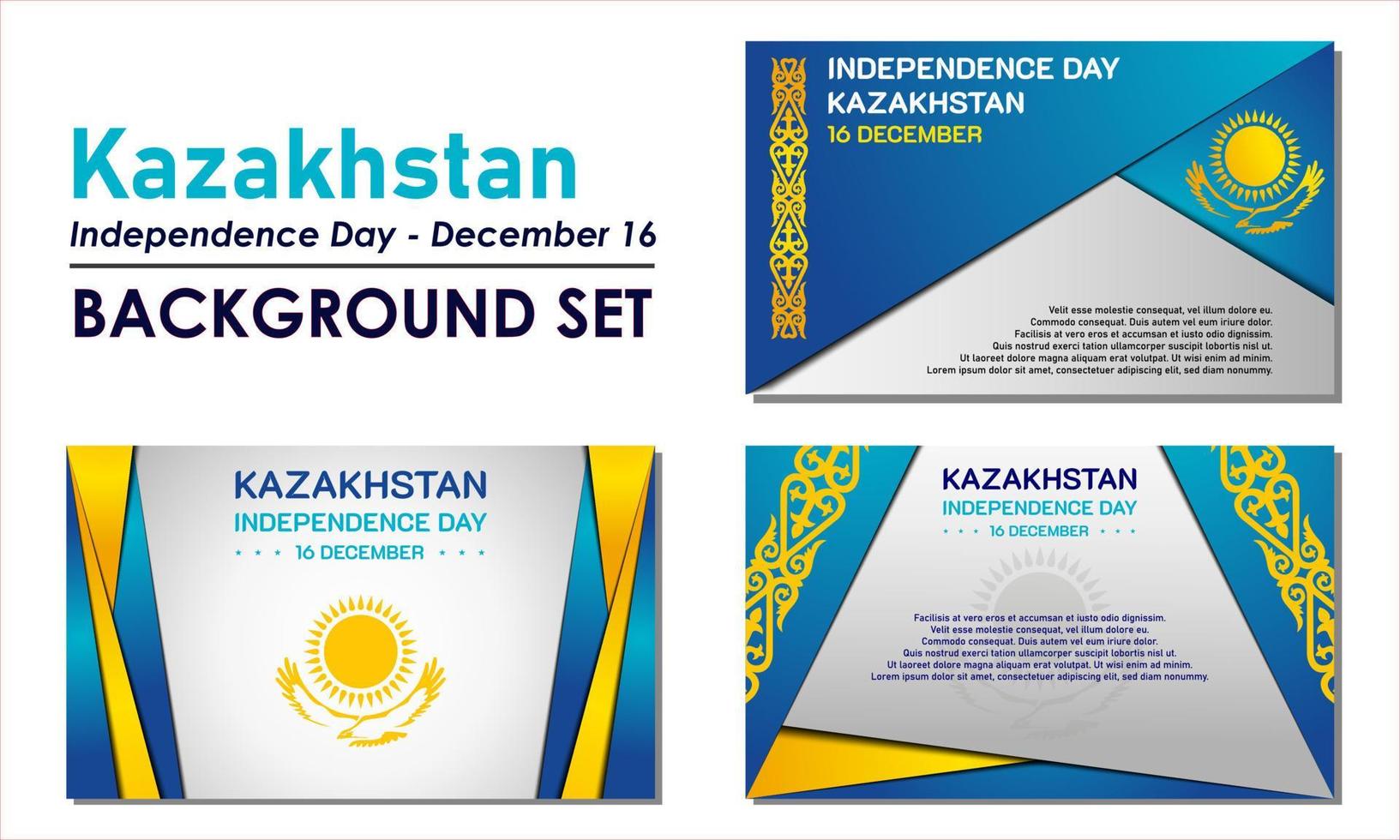 Kazakhstan Independence Day Background. 16 December. Copy space area. Greeting card, banner, vector illustration. With the Kazakhstan national flag. Premium and luxury design