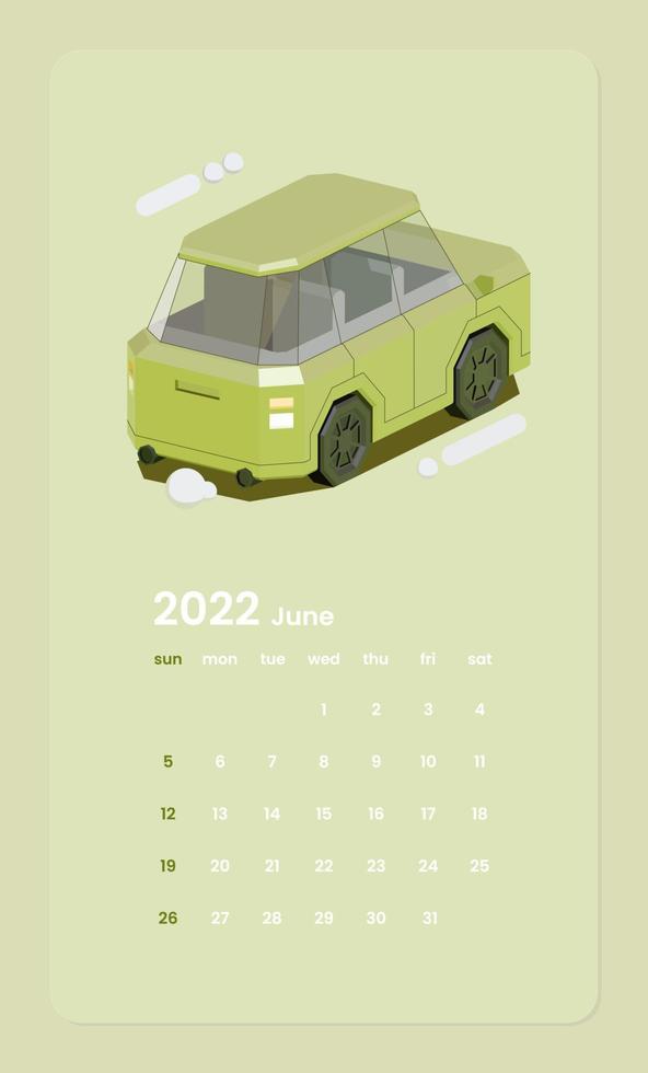 Calendar Template With Rear View Of SUV Car Illustration vector