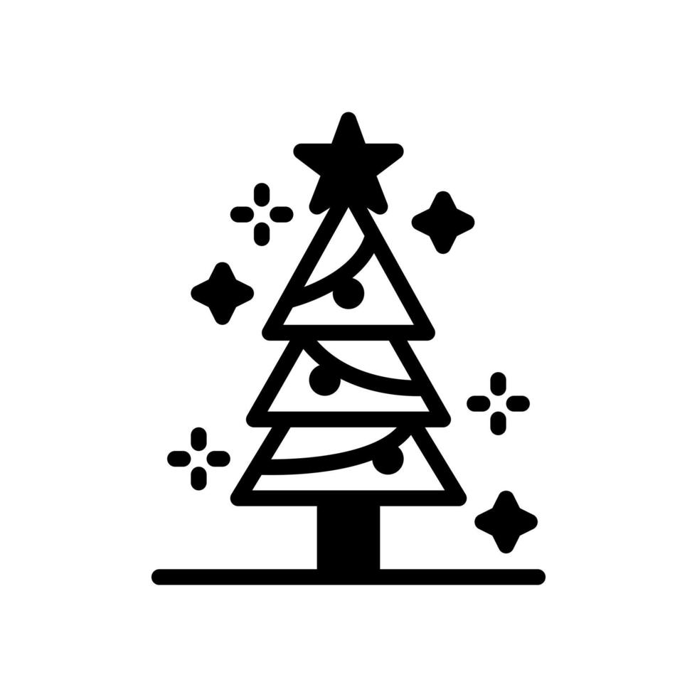 icono de estilo sólido de árbol de navidad vector