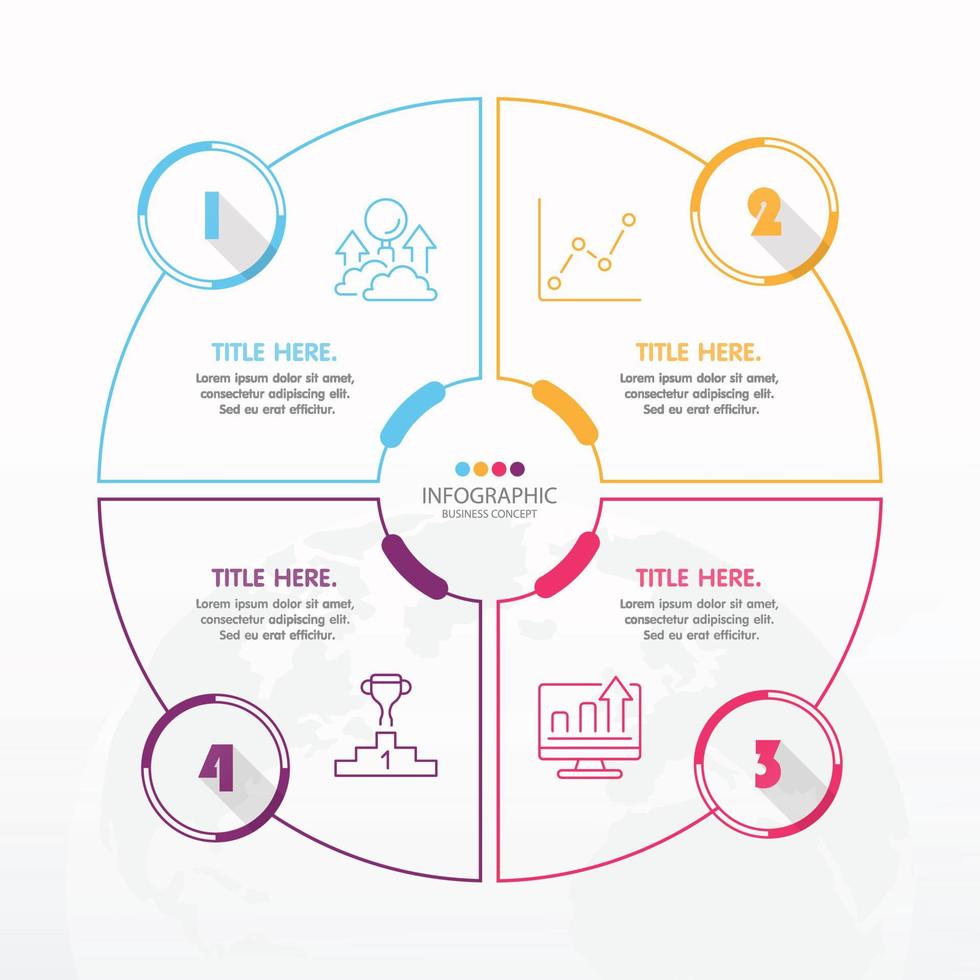 Basic circle infographic template with 4 steps. vector