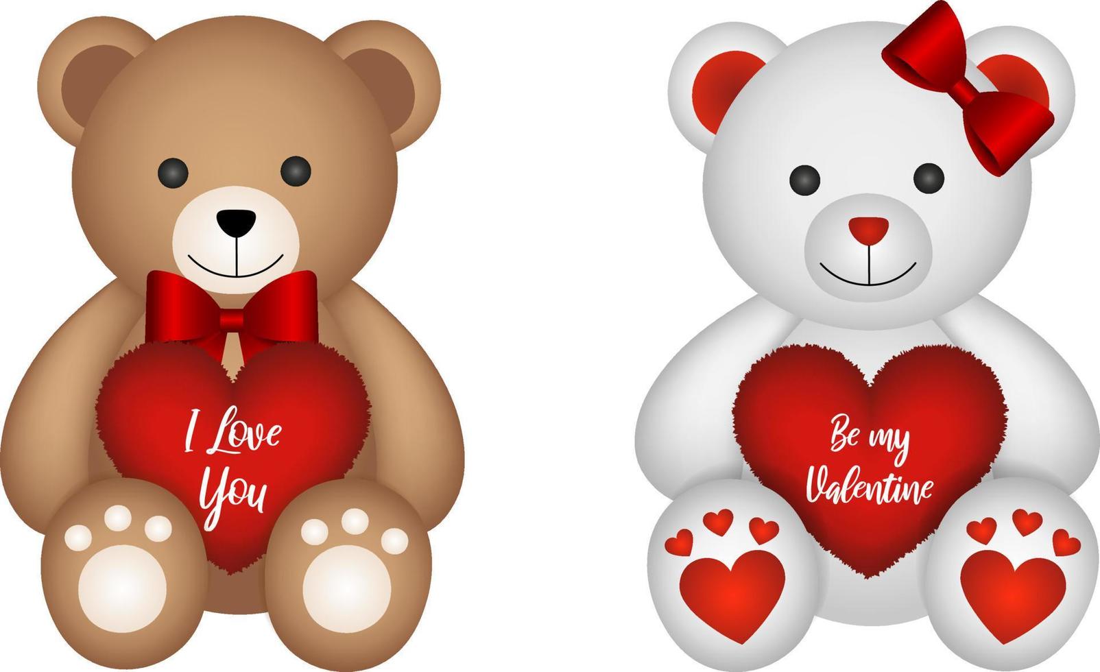 osos de peluche de san valentin vector