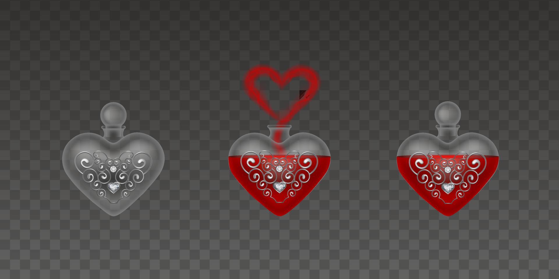 valentine's day isolated love potion bottles. vector