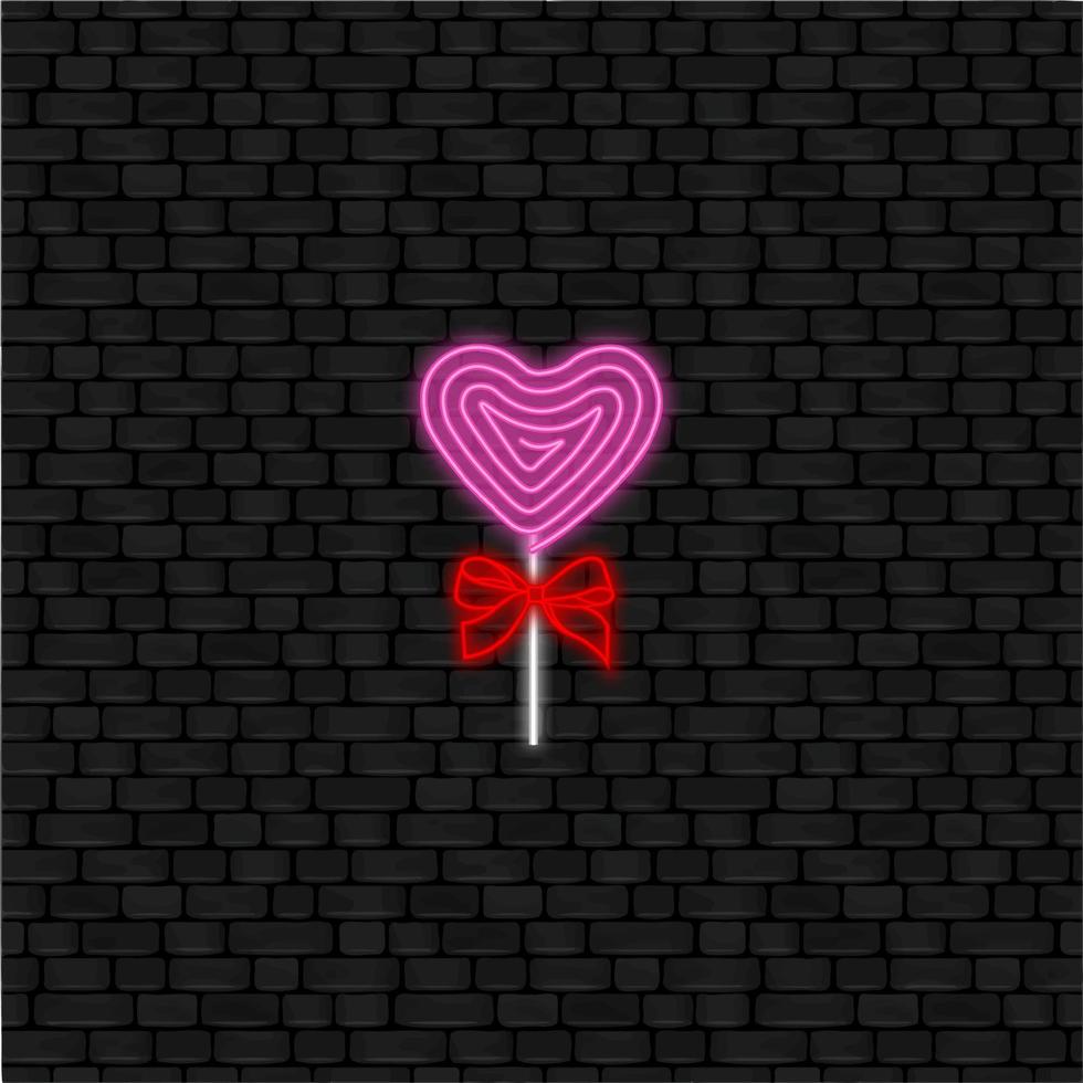 neon valentine lollipop vector