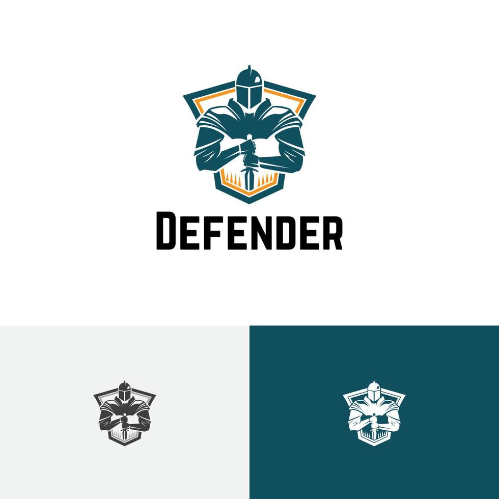 defensor proteger caballero espartano soldado guerrero armadura guerra logos vector