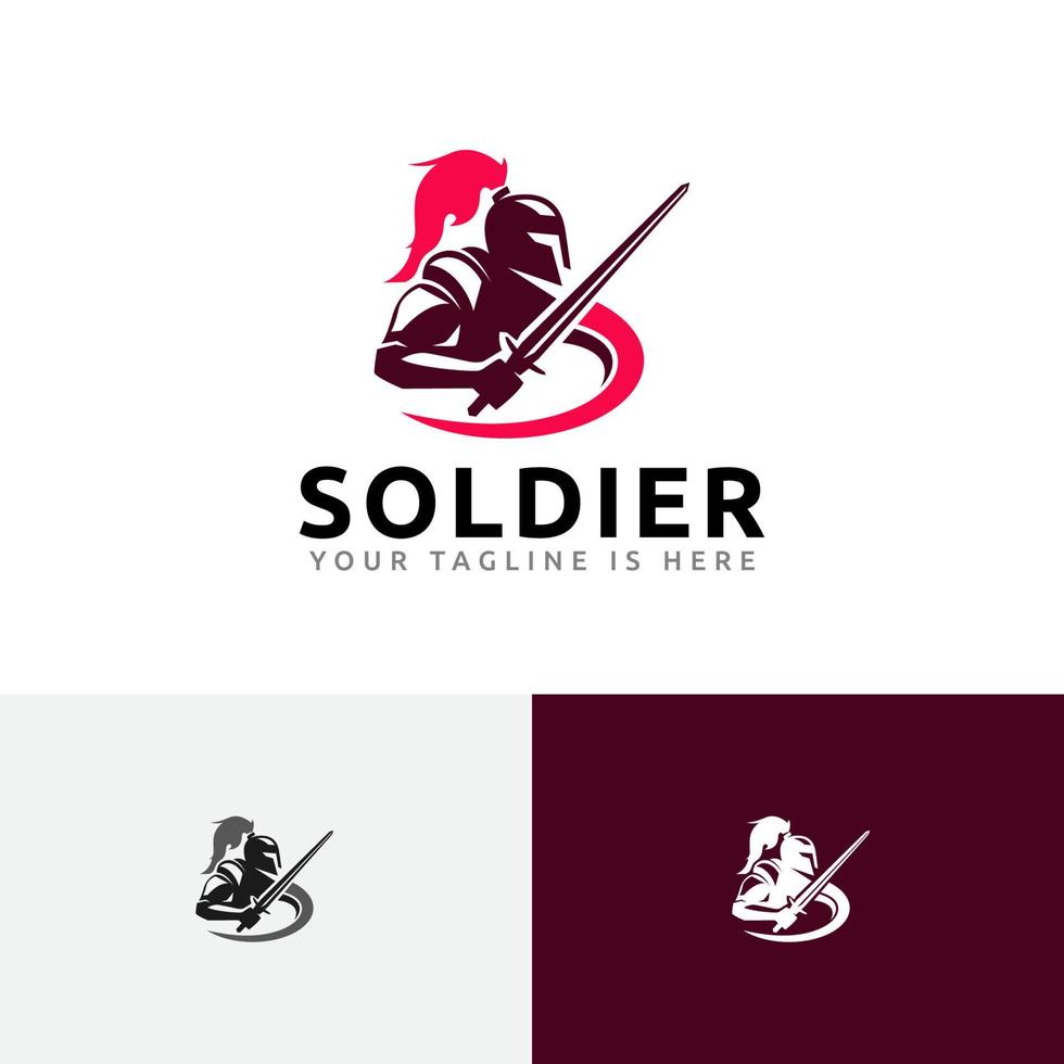 Sword Knight Spartan Soldier Warrior Armour War Mascot Logo vector