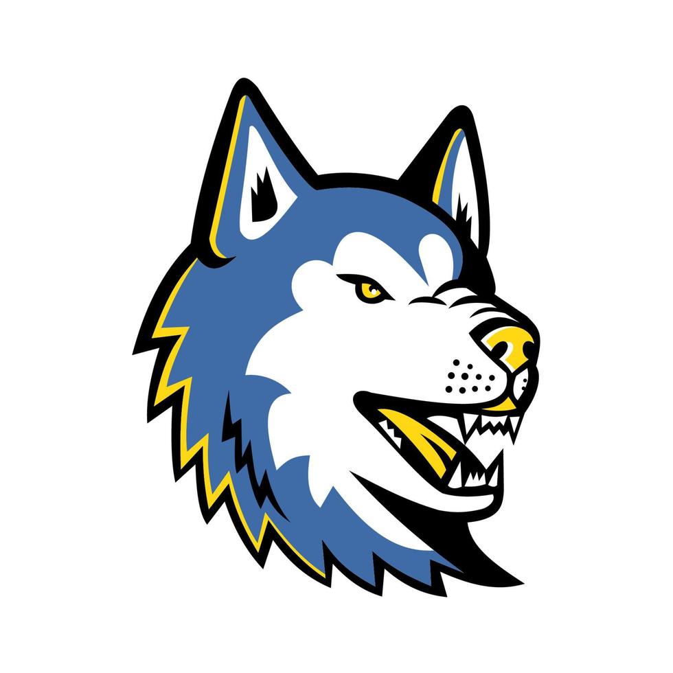 Siberian Husky head mascot retro vector