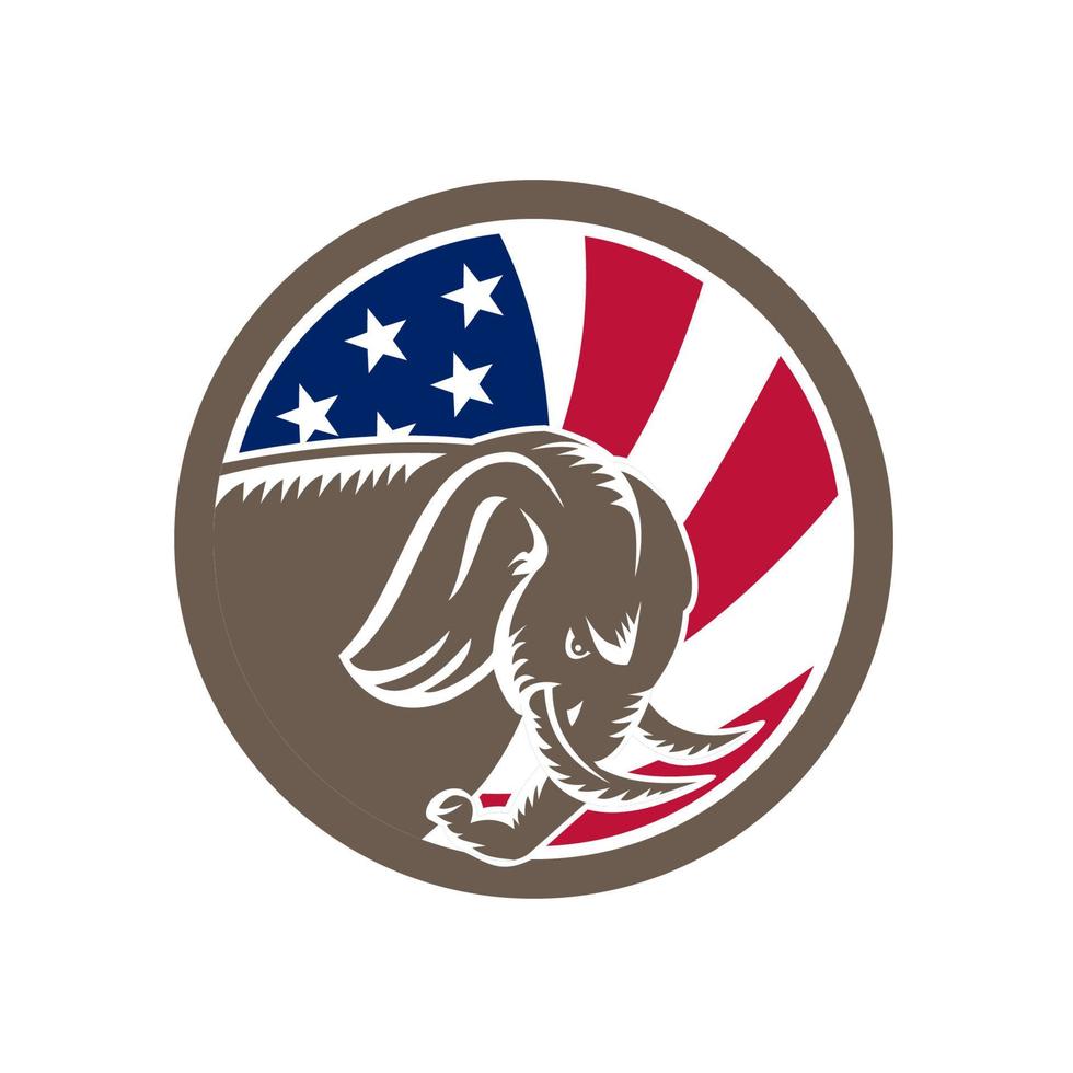 American elephant head mascot retro vector