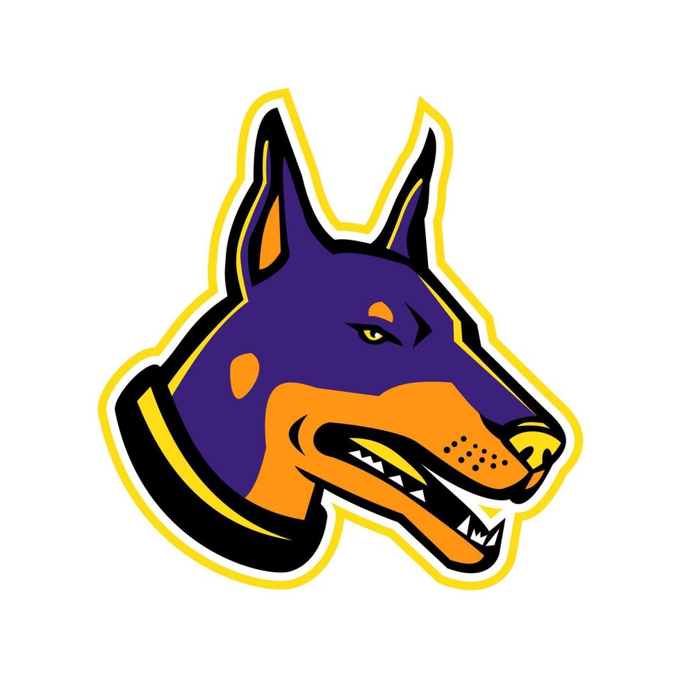 Doberman Pinscher head mascot retro vector