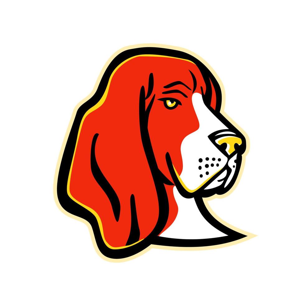 mascota de cabeza de basset hound retro vector