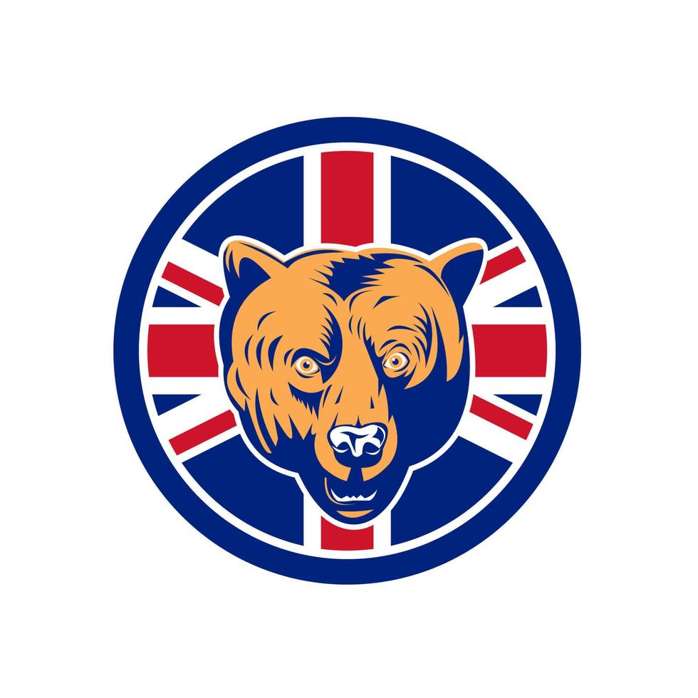 British bear mascot retro style vector