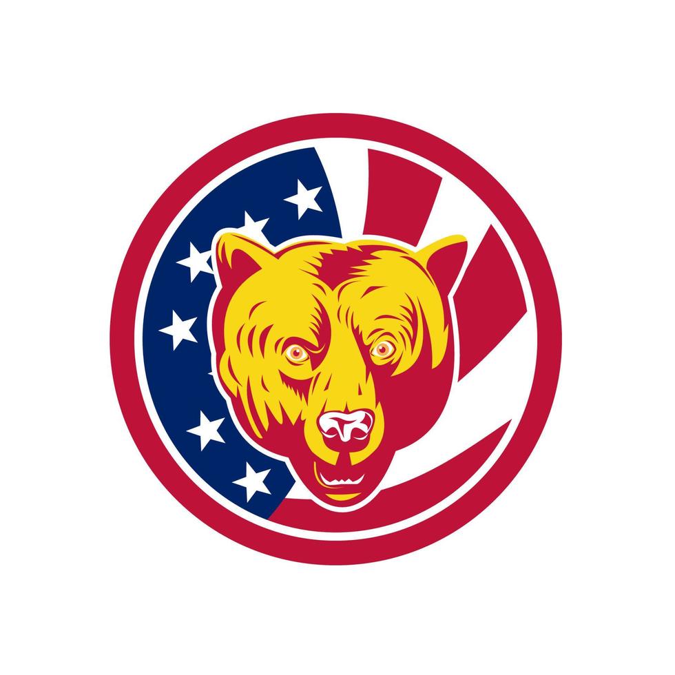 American bear mascot retro style vector