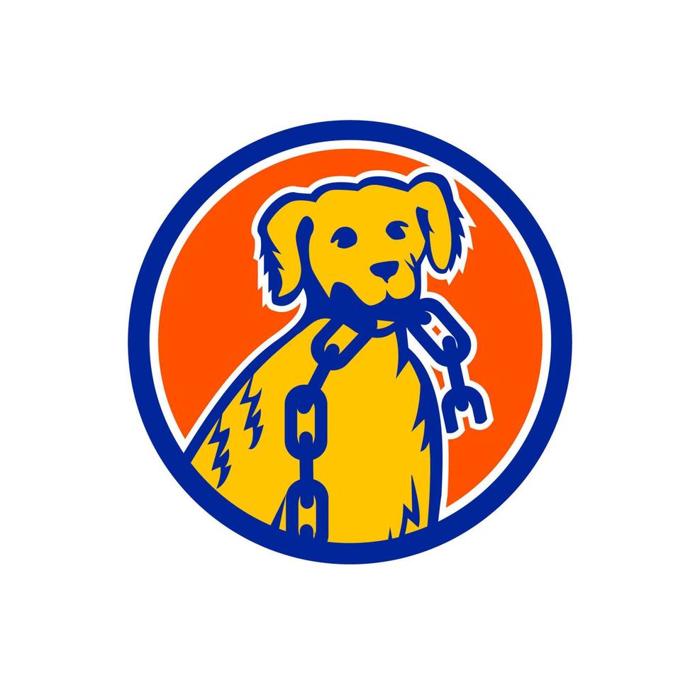Retriever Dog Biting Broken Chain Mascot vector