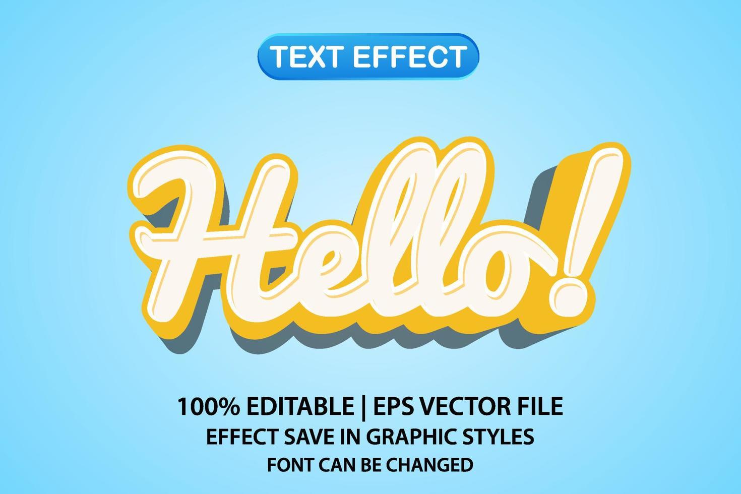 hello 3d editable text effect vector