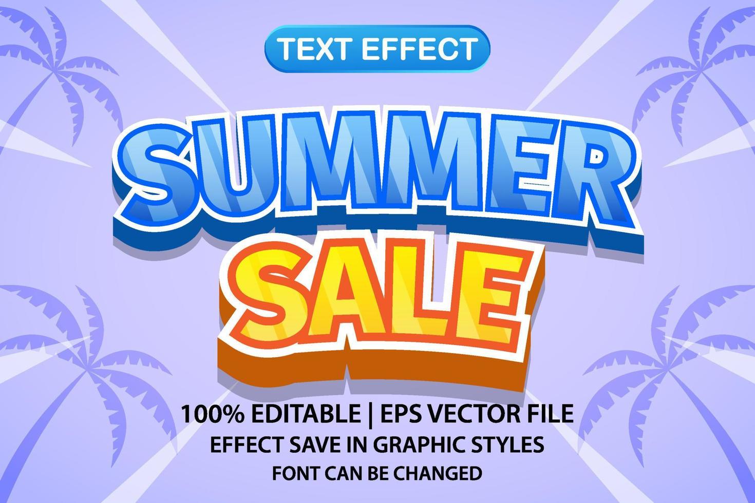 venta de verano efecto de texto editable 3d vector