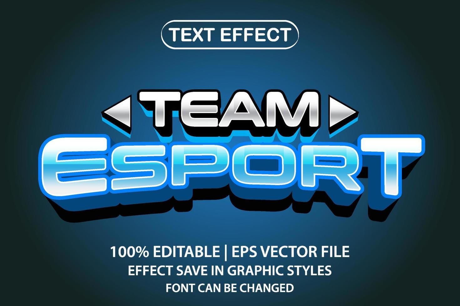 equipo esport efecto de texto editable 3d vector