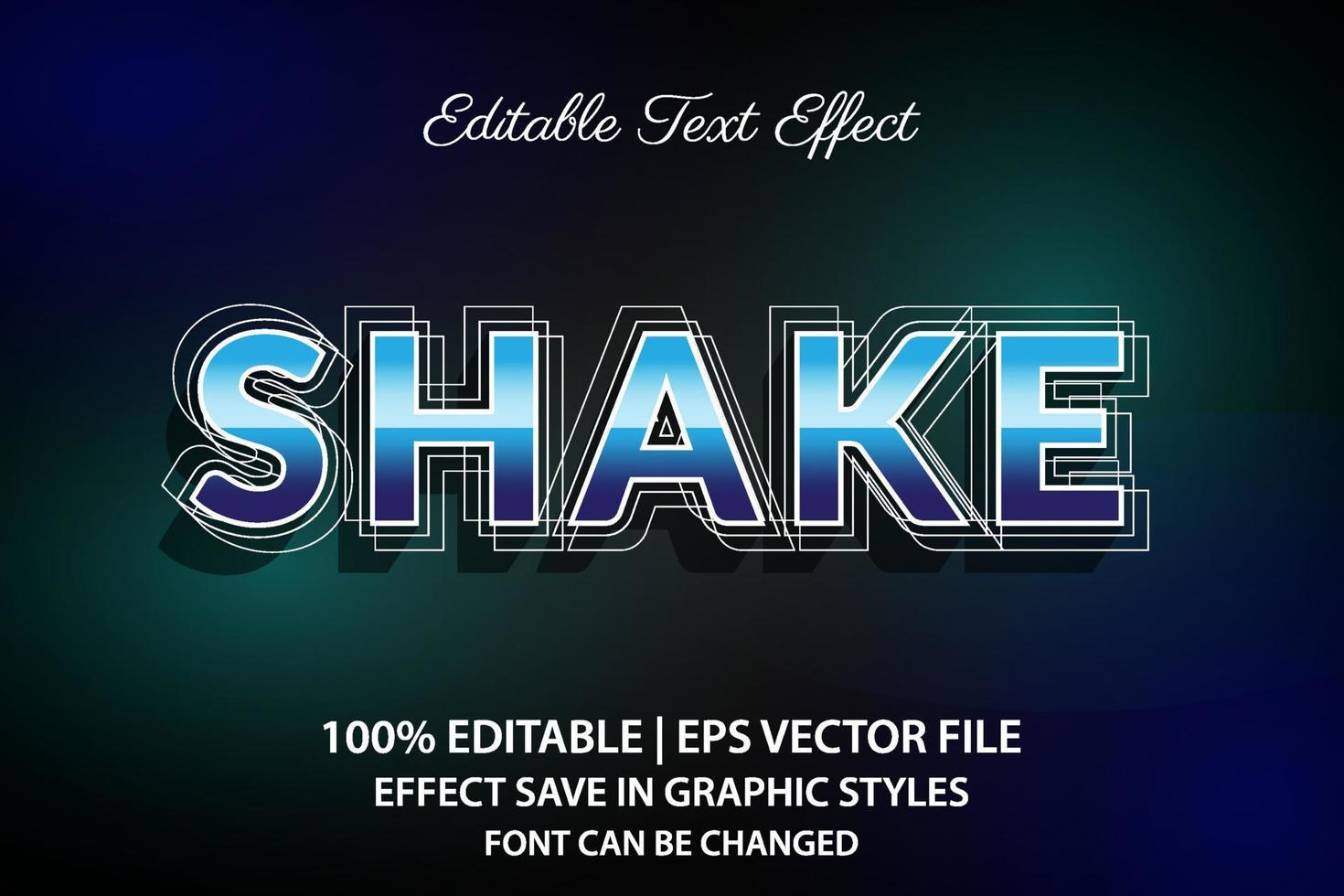 shake 3d editable text effect vector