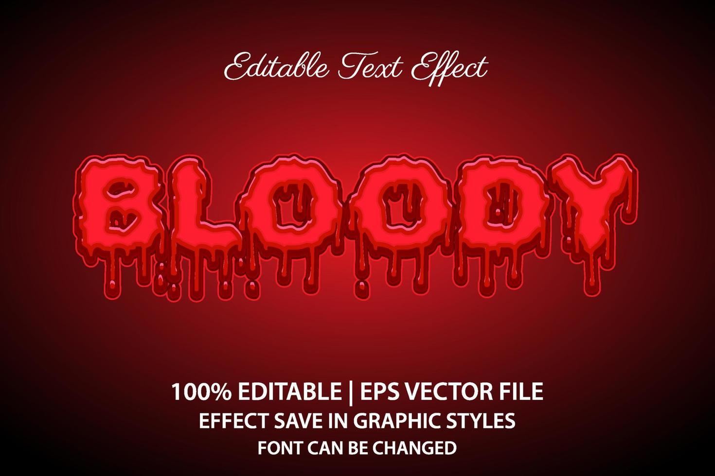 horror sangriento efecto de texto editable estilo 3d vector