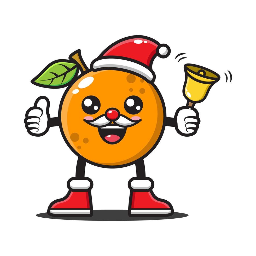 cute cartoon orange celebrating christmas vector