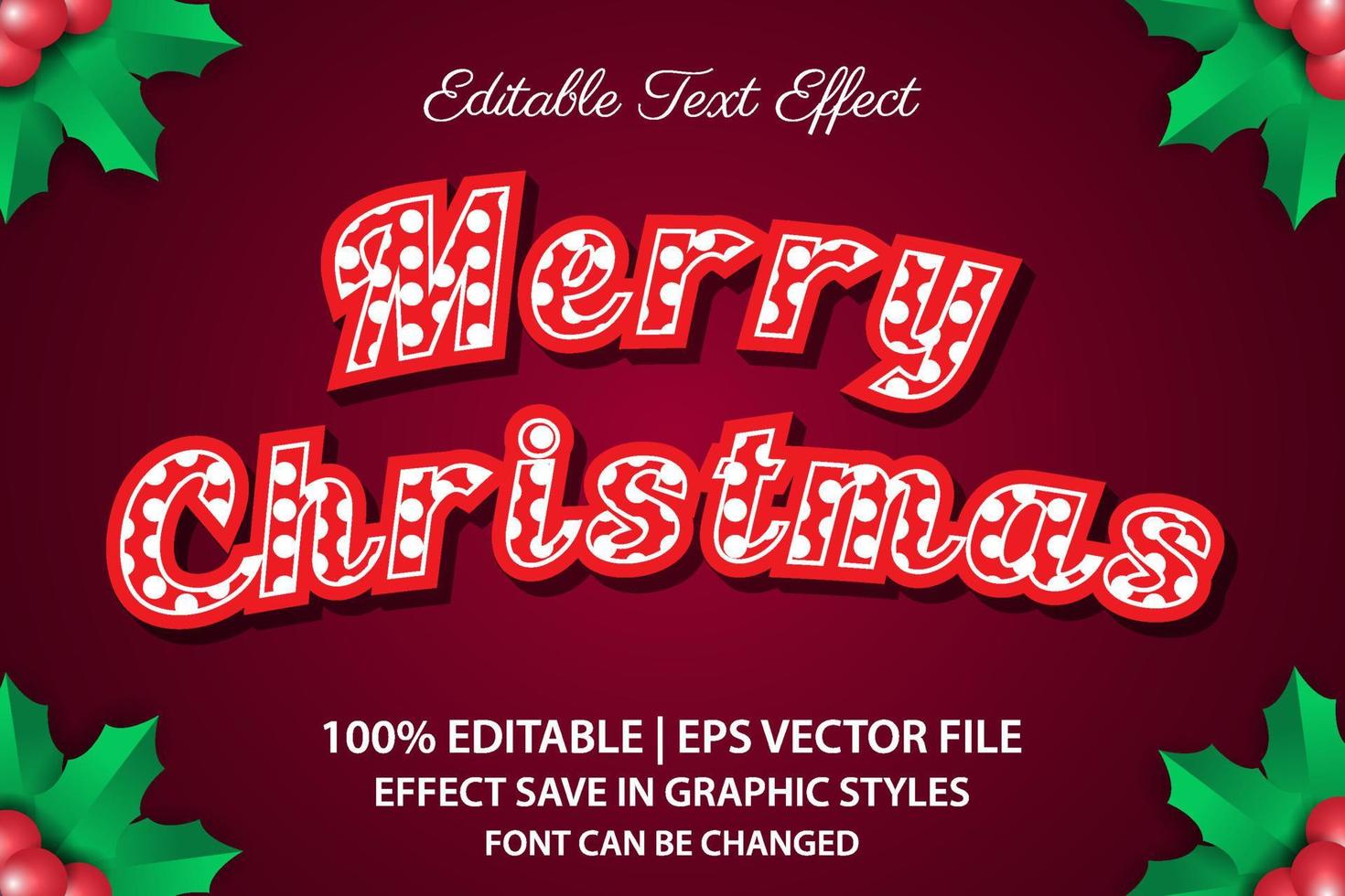 merry christmas editable text effect 3d style vector