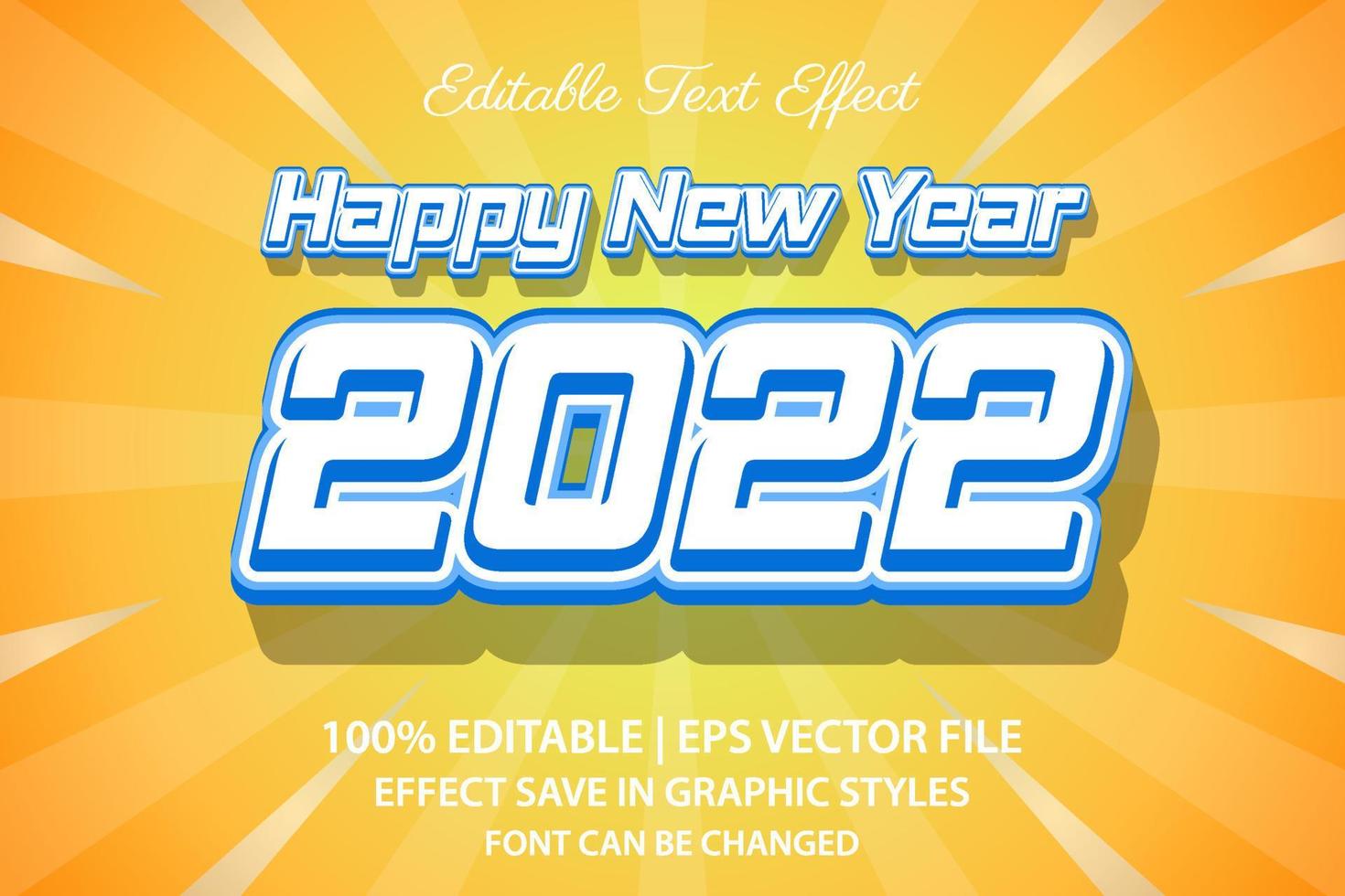 happy new year 2022 editable text effect 3d style vector