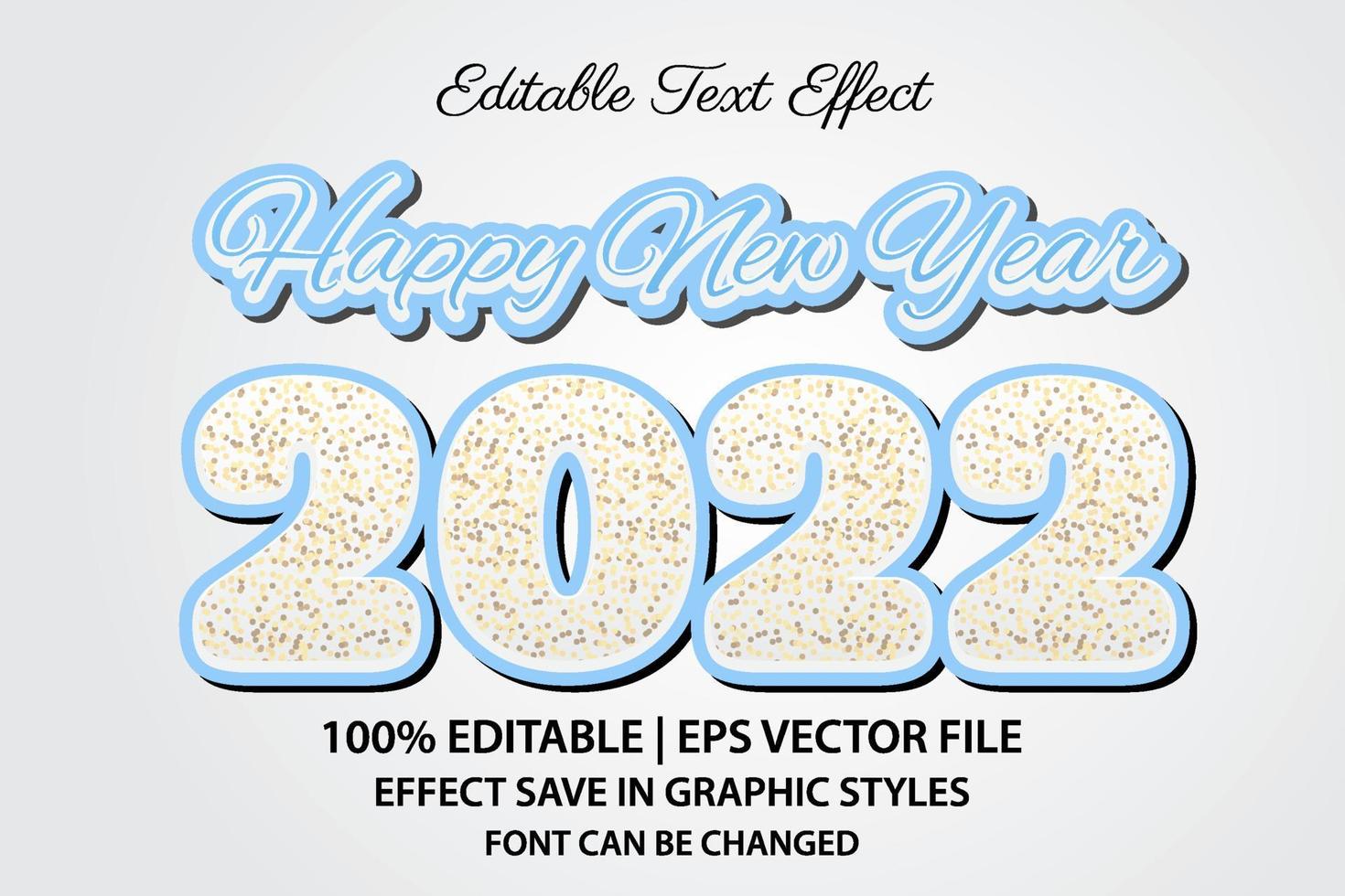 happy new year 2022 editable text effect 3d style vector