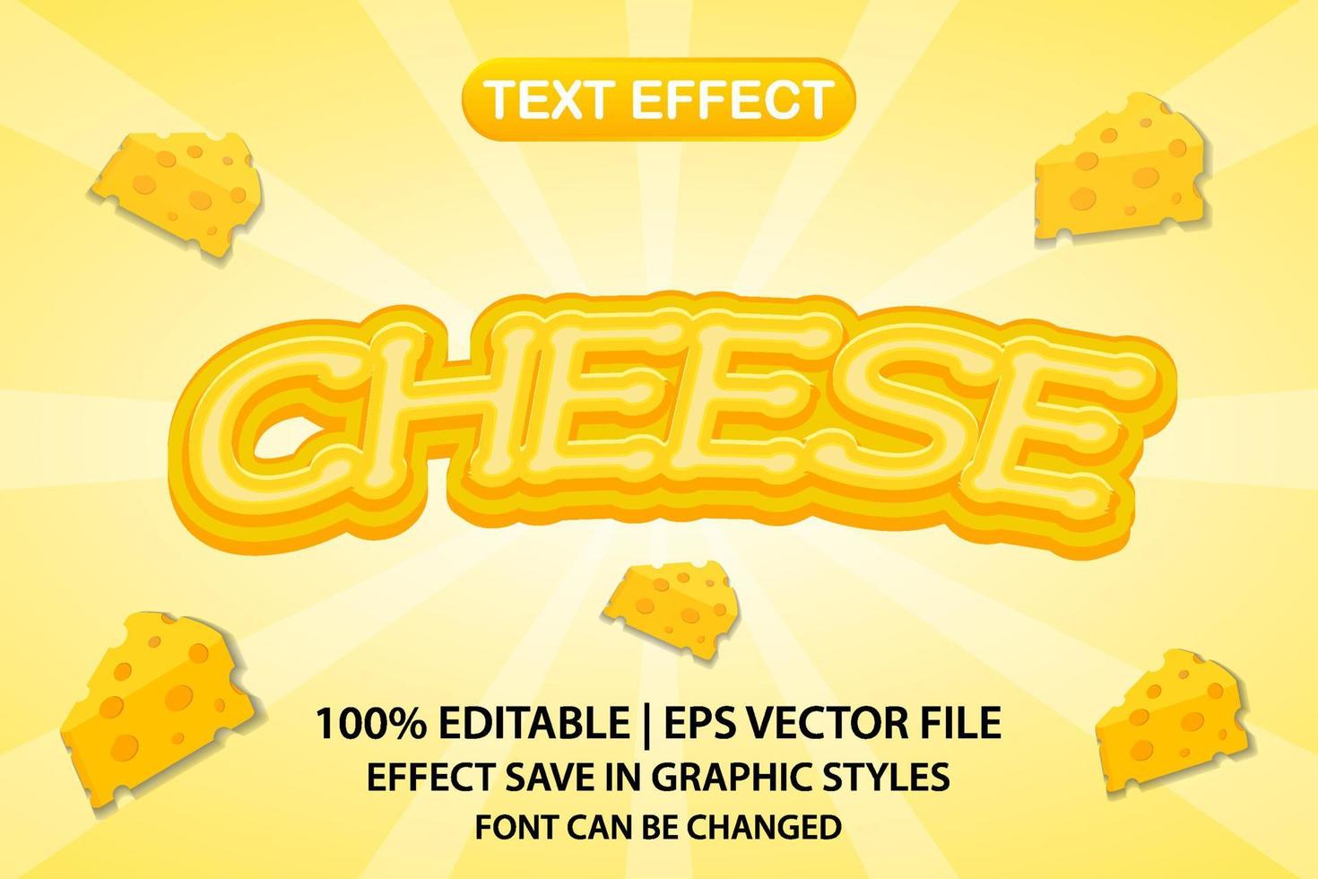 efecto de texto editable 3d de queso vector